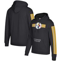 Lids Pittsburgh Steelers Mitchell & Ness Three Stripe Pullover Hoodie -  Black