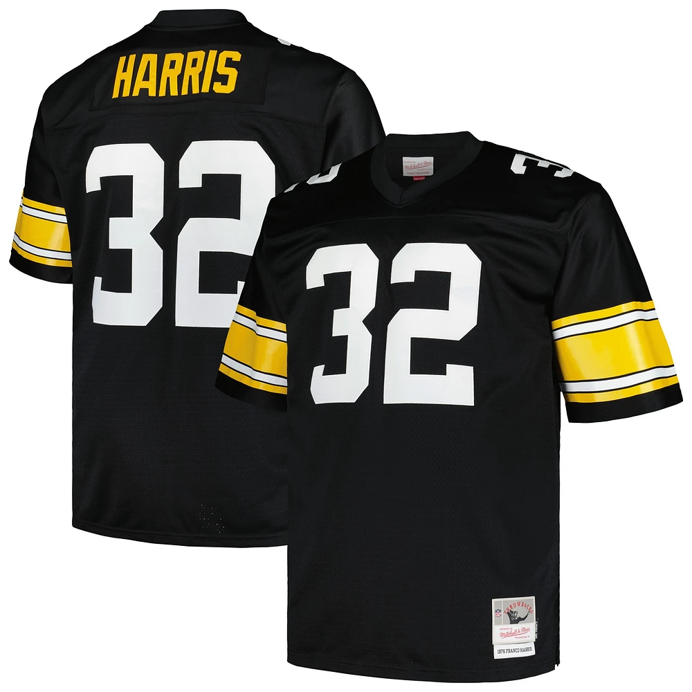 Maillot de joueur retraité Mitchell & Ness Franco Harris noir Pittsburgh Steelers Big Tall 1976 Legacy pour hommes