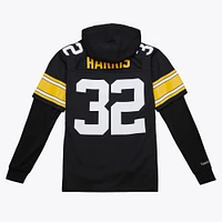 Men's Mitchell & Ness Franco Harris Black Pittsburgh Steelers Player Name Number Hoodie Legacy Jersey