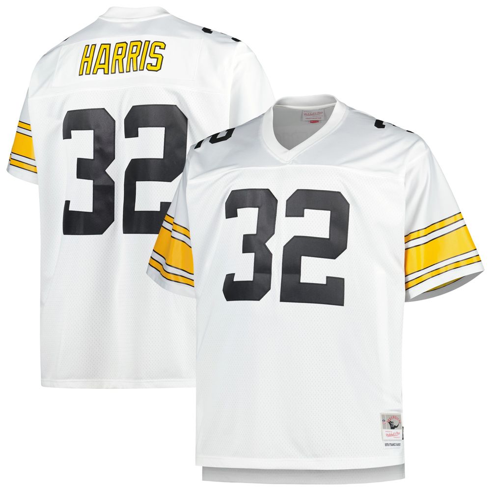 Men's Mitchell & Ness Franco Harris White Pittsburgh Steelers Big Tall 1976 Retired Player Replica Jersey