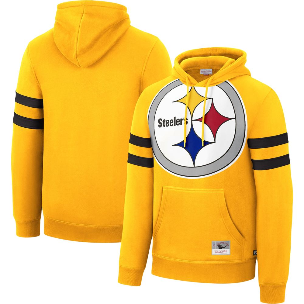 Mitchell & Ness Men's Mitchell & Ness Gold Pittsburgh Steelers Big Face  Historic Logo Fleece Pullover - Hoodie
