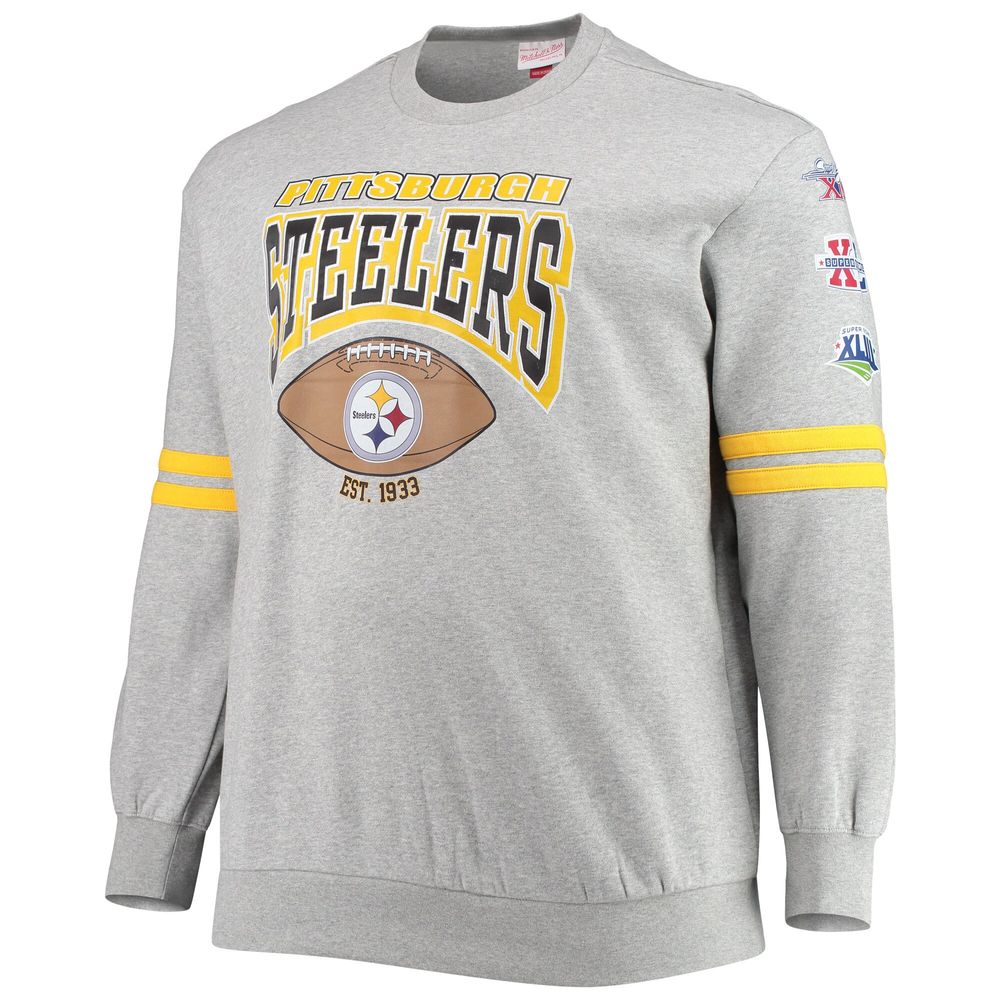 Pittsburgh Steelers Mitchell & Ness Youth Allover Pullover Sweatshirt -  Heathered Gray