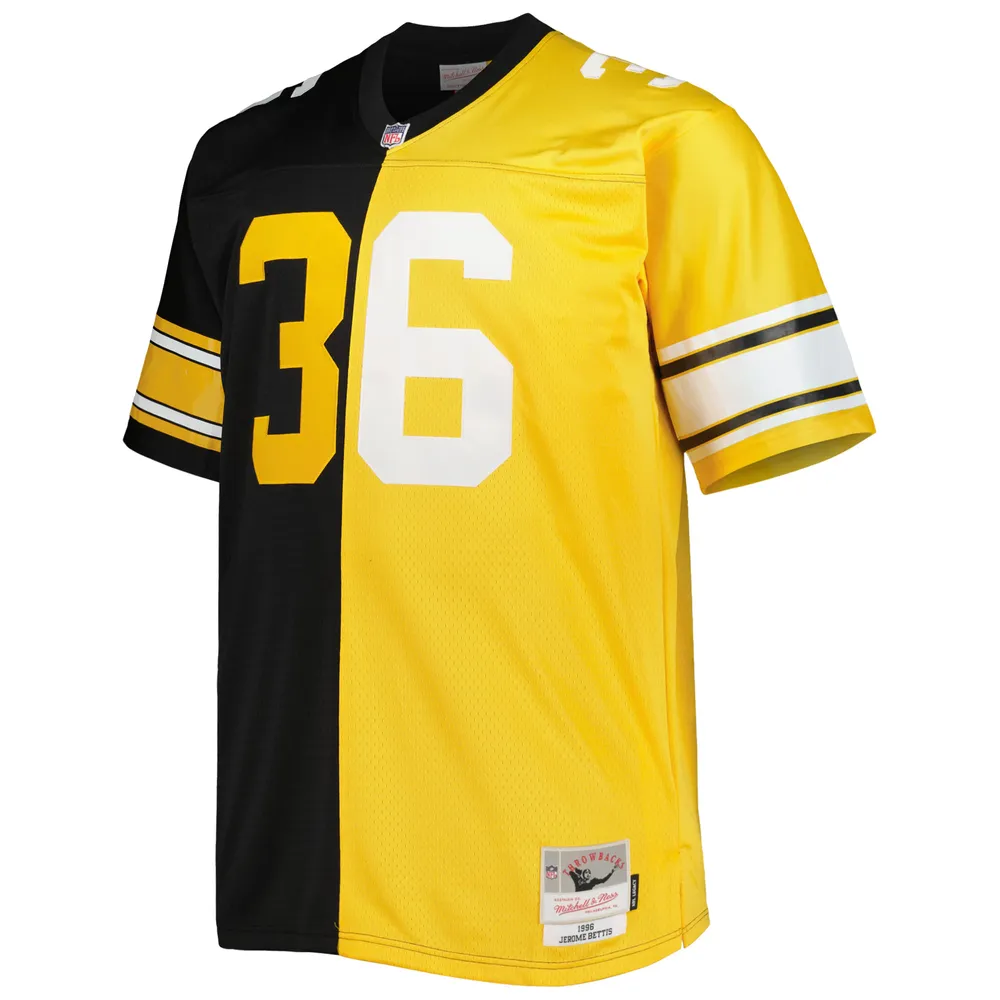 Mitchell & Ness Men's Mitchell & Ness Jerome Bettis Black/Gold Pittsburgh  Steelers Big Tall Split Legacy Retired Player Replica Jersey