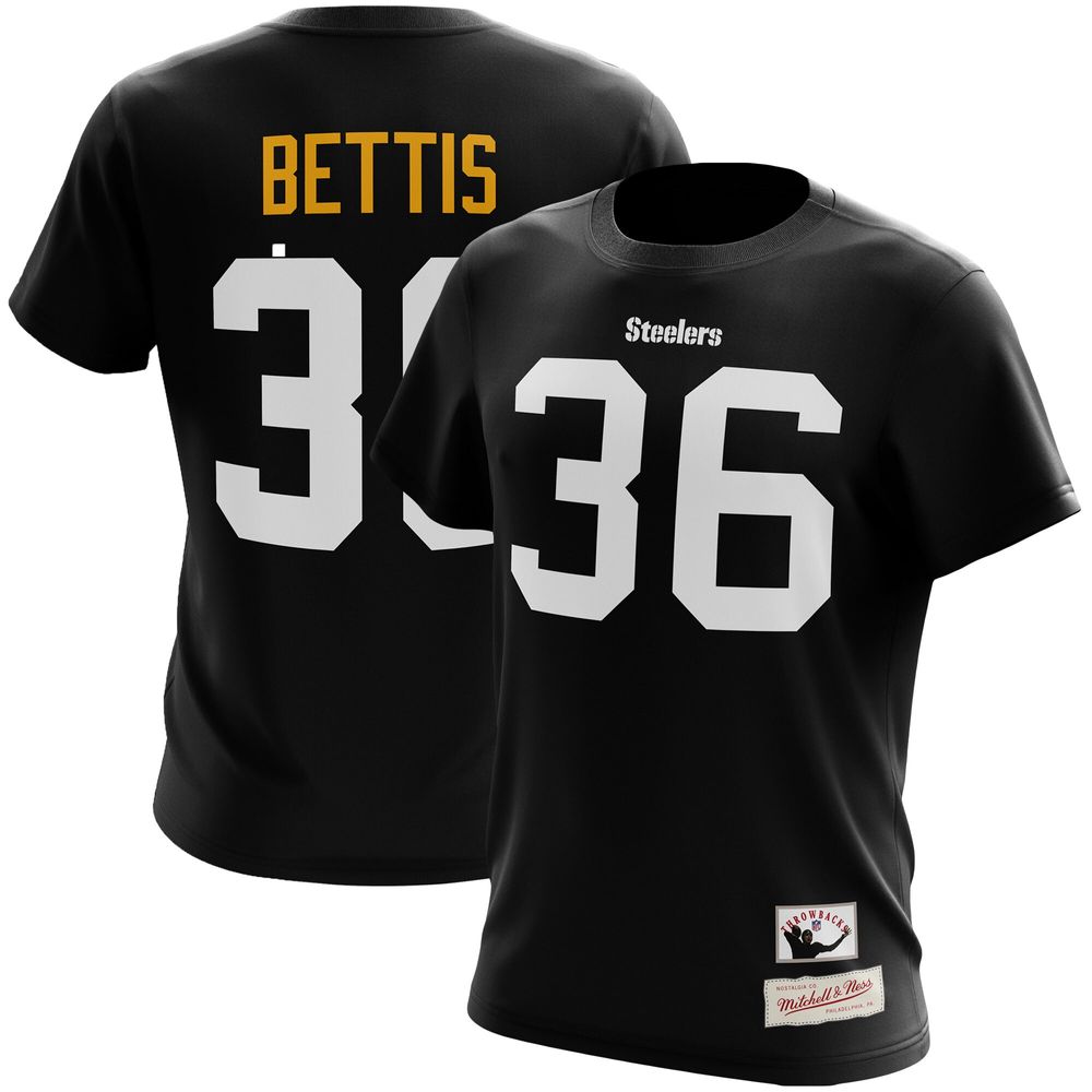 Men's Mitchell & Ness Jerome Bettis Black Pittsburgh Steelers Name Number - T-Shirt