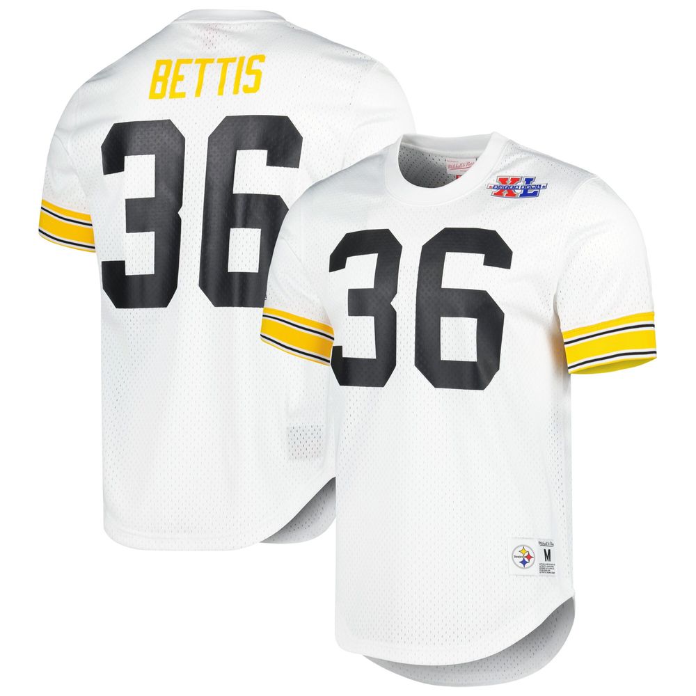 Men's Mitchell & Ness Jerome Bettis White Pittsburgh Steelers Retired Player Name Number Mesh Top