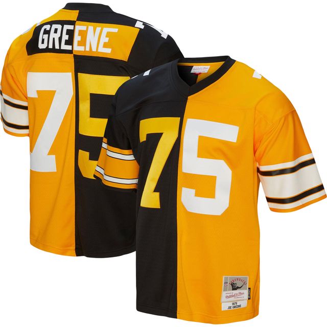 Maillot réplique Mitchell & Ness Joe Greene pour hommes, noir/or, Pittsburgh Steelers 1976 Split Legacy