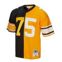 Men's Mitchell & Ness Joe Greene Black/Gold Pittsburgh Steelers 1976 Split Legacy Replica Jersey