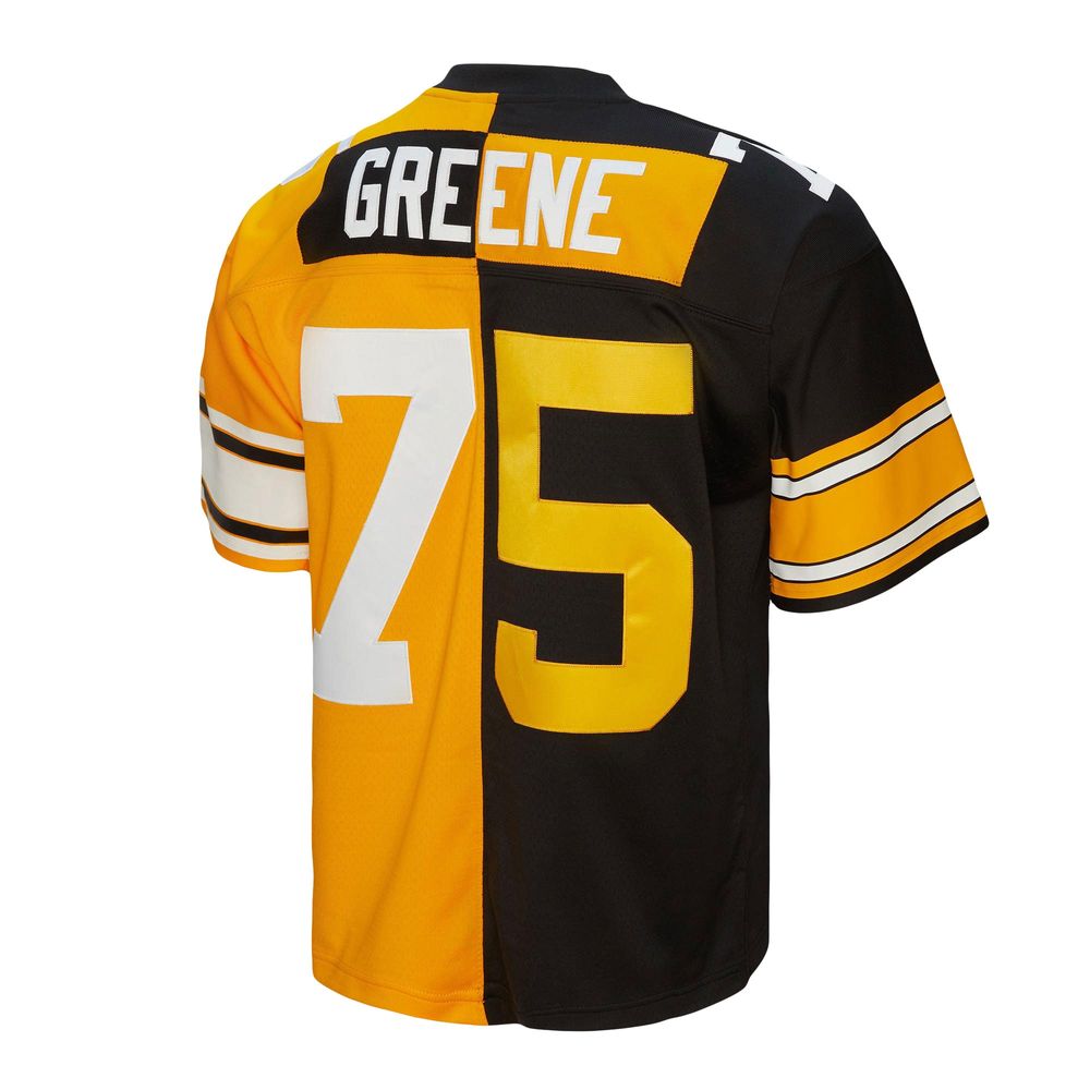 Men's Mitchell & Ness Joe Greene Black/Gold Pittsburgh Steelers 1976 Split Legacy Replica Jersey