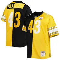 Maillot de réplique joueur retraité Mitchell & Ness Troy Polamalu pour hommes, noir/or, Pittsburgh Steelers Big Tall Split Legacy