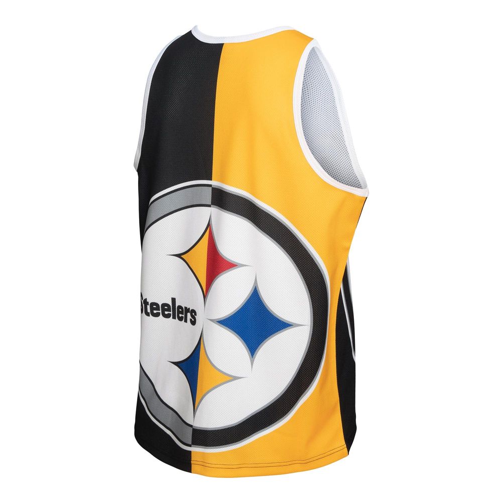 Men's Mitchell & Ness Troy Polamalu Black/Gold Pittsburgh Steelers Retired Player Graphic Tank Top