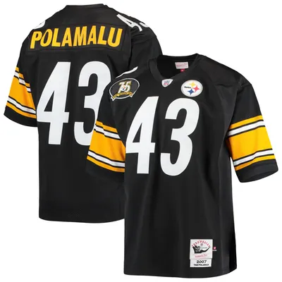 Men's Pittsburgh Steelers Troy Polamalu Mitchell & Ness Black/Gold Big &  Tall Split Legacy Retired Player Replica Jersey