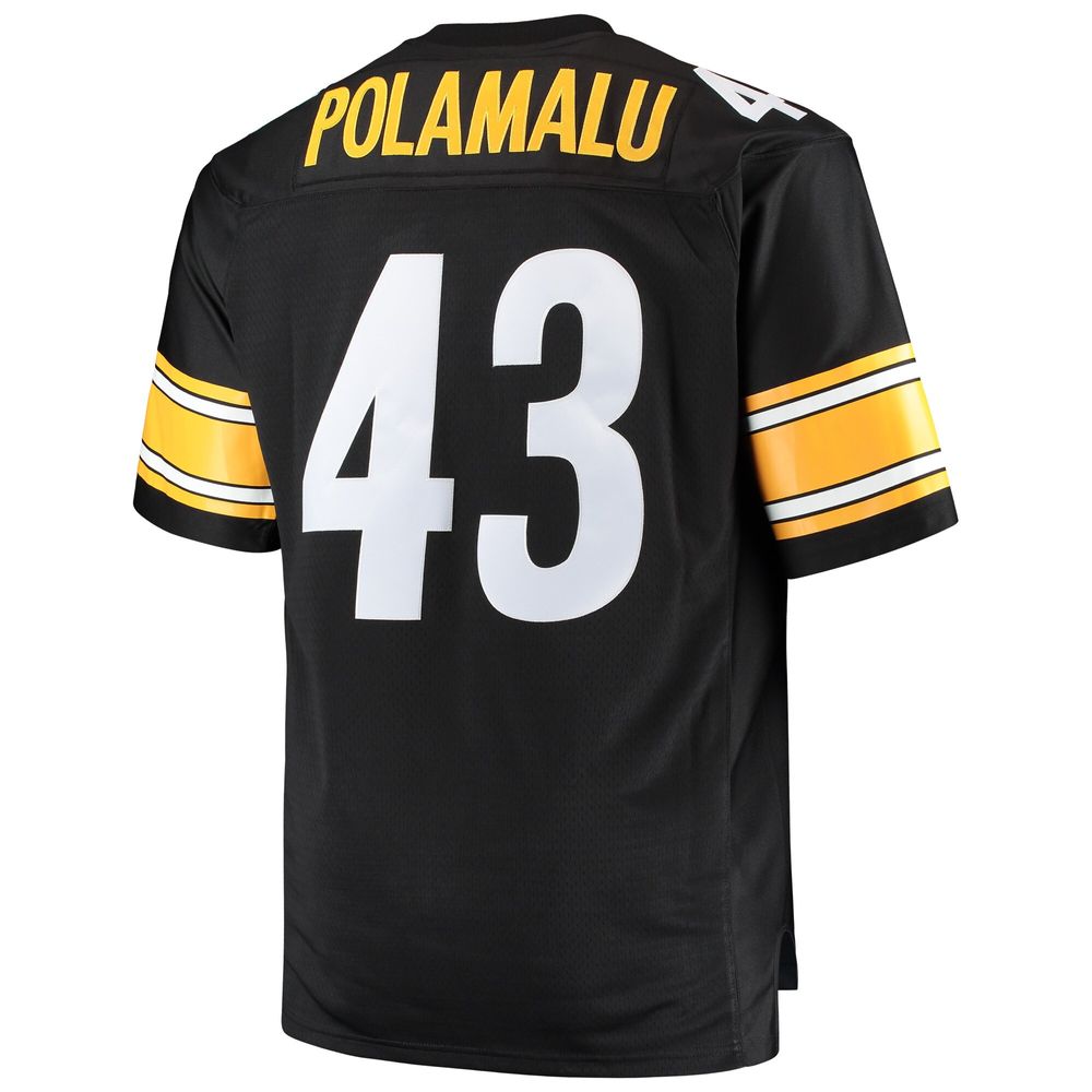 Men's Mitchell & Ness Troy Polamalu Black Pittsburgh Steelers Big Tall 2005 Retired Player Replica Jersey