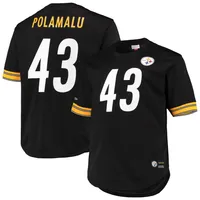 Men's Mitchell & Ness Troy Polamalu Black Pittsburgh Steelers Retired  Player Name & Number Mesh Top