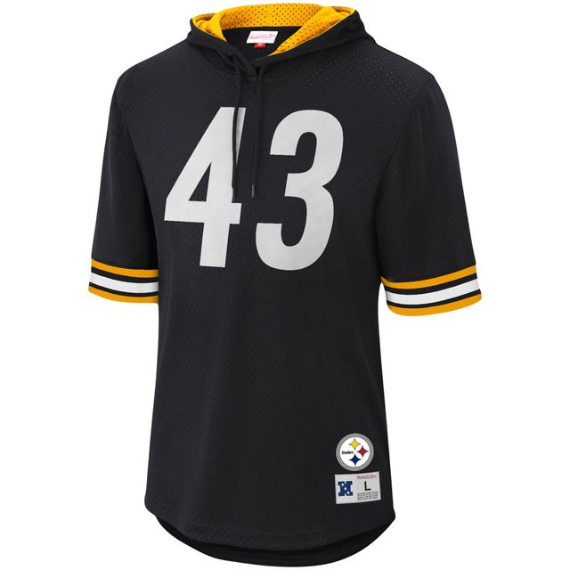 Men's Mitchell & Ness Troy Polamalu Black Pittsburgh Steelers Throwback  Retired Player Name & Number Long Sleeve Top 