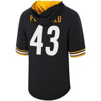 Men's Mitchell & Ness Troy Polamalu Black Pittsburgh Steelers Retired Player Mesh Name Number Hoodie T-Shirt