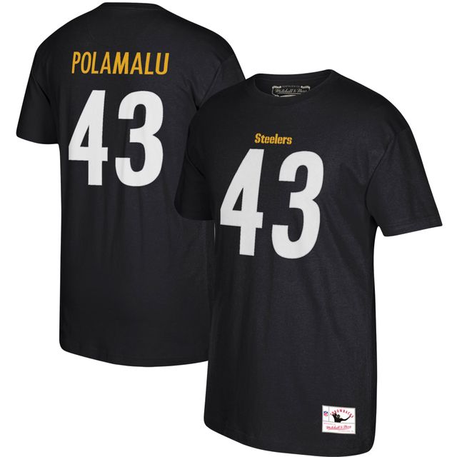 T-shirt avec nom et numéro du joueur retraité Pittsburgh Steelers Mitchell & Ness Troy Polamalu pour homme