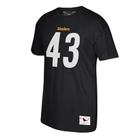 Men's Mitchell & Ness Troy Polamalu Black Pittsburgh Steelers Retired Player Name Number T-Shirt