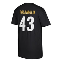 Men's Mitchell & Ness Troy Polamalu Black Pittsburgh Steelers Retired Player Name Number T-Shirt