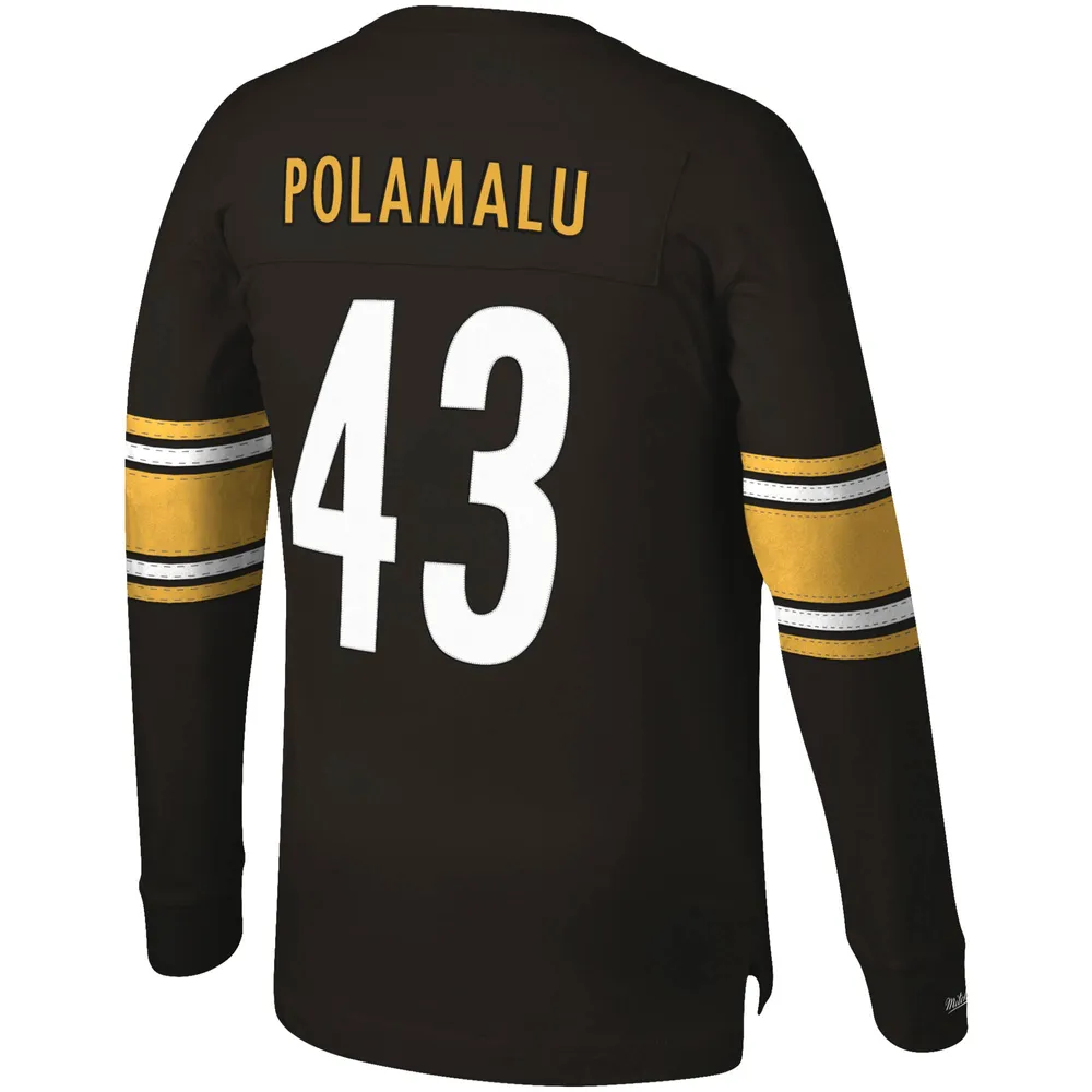 Mitchell & Ness Men's Mitchell & Ness Troy Polamalu Black Pittsburgh  Steelers Throwback Retired Player Name Number Long Sleeve Top