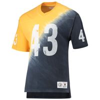 Men's Mitchell & Ness Troy Polamalu Gold/Black Pittsburgh Steelers Retired Player Name Number Diagonal Tie-Dye V-Neck T-Shirt