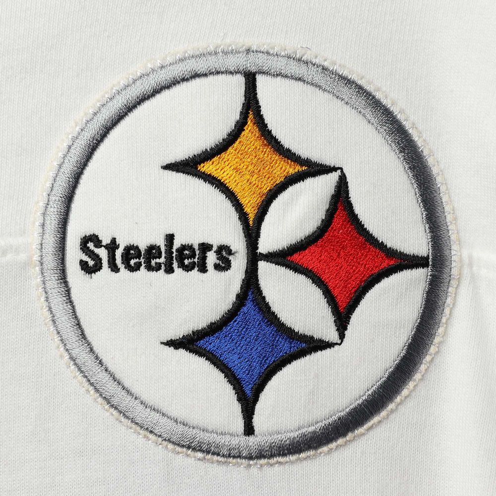 Men's Mitchell & Ness Troy Polamalu White Pittsburgh Steelers Retired Player Name Number Long Sleeve Top