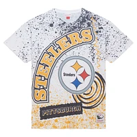 T-shirt blanc sublimé Pittsburgh Steelers Team Burst Mitchell & Ness pour homme