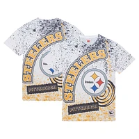 T-shirt blanc sublimé Pittsburgh Steelers Team Burst Mitchell & Ness pour homme