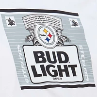 Men's Mitchell & Ness x Bud Light White Pittsburgh Steelers The Crest Pullover Sweatshirt