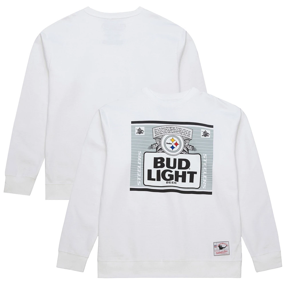 Sweat-shirt à capuche blanc The Crest des Pittsburgh Steelers pour homme Mitchell & Ness x Bud Light