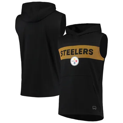 Pittsburgh Steelers MSX by Michael Strahan Active Sleeveless Pullover Hoodie - Black