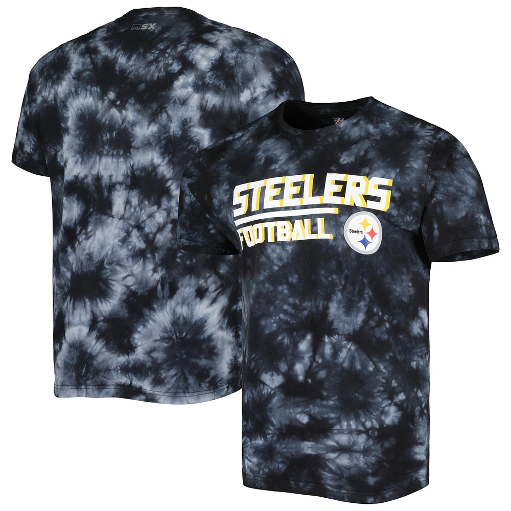 T-shirt MSX by Michael Strahan pour homme noir Pittsburgh Steelers Recovery Tie-Dye