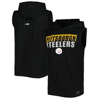 Sweat à capuche sans manches MSX by Michael Strahan Black Pittsburgh Steelers Relay pour homme