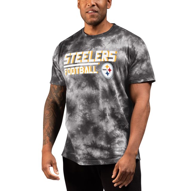 T-shirt de récupération tie-dye pour homme MSX by Michael Strahan gris Pittsburgh Steelers