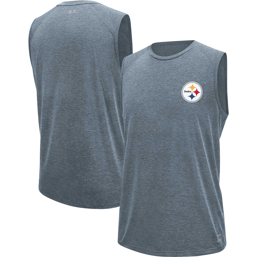 T-shirt d'échauffement MSX by Michael Strahan gris des Steelers de Pittsburgh pour homme