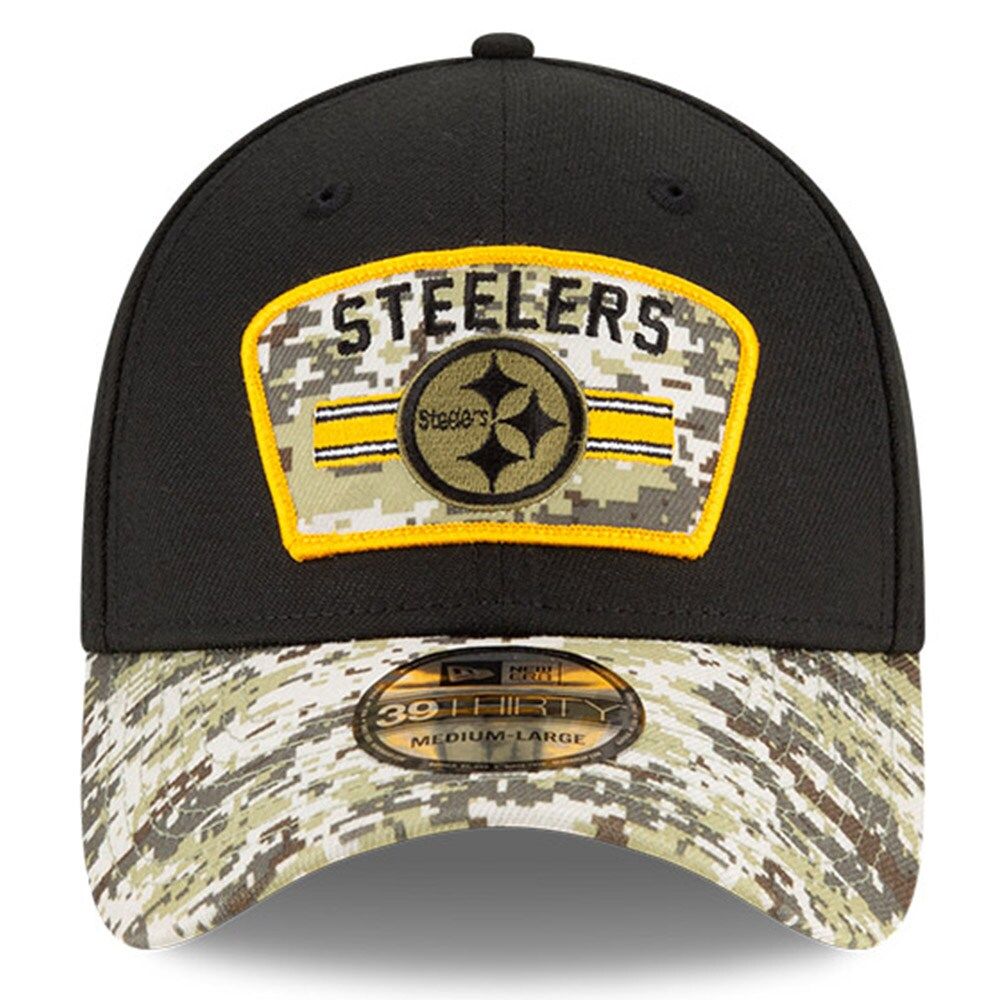 Men's New Era Black/Camo Pittsburgh Steelers 2021 Salute To Service - 39THIRTY Flex Hat