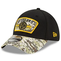Men's New Era Black/Camo Pittsburgh Steelers 2021 Salute To Service - 39THIRTY Flex Hat