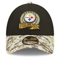 Men's New Era Black/Camo Pittsburgh Steelers 2022 Salute To Service - 9FORTY Snapback Hat