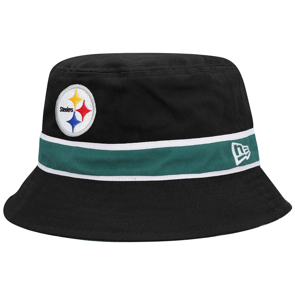 Men's New Era Black/Camo Pittsburgh Steelers Reversible Bucket Hat