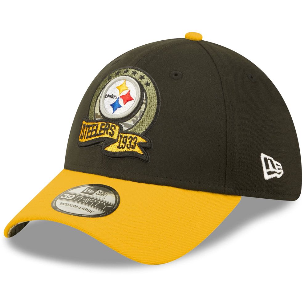 Pittsburgh Steelers 2022 SALUTE-TO-SERVICE FLEX Black-Gold Hat