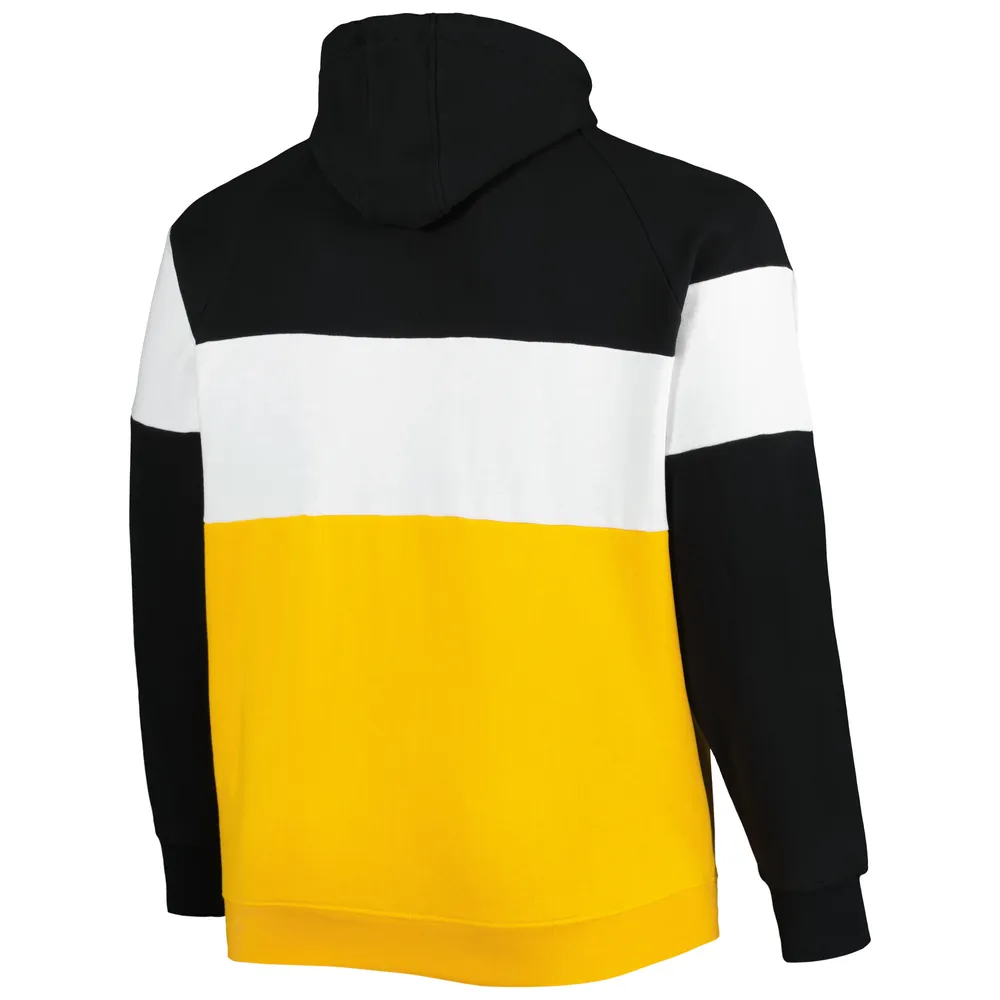 New Era Men's New Era Black/Gold Pittsburgh Steelers Big & Tall Current  Team Colorblock Fleece Raglan Pullover Hoodie