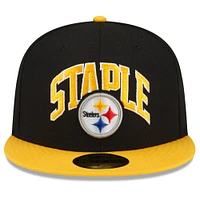 Men's New Era Black/Gold Pittsburgh Steelers NFL x Staple Collection 59FIFTY Fitted Hat