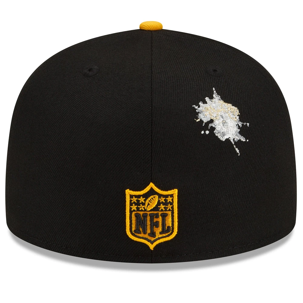 Men's New Era Black/Gold Pittsburgh Steelers NFL x Staple Collection 59FIFTY Fitted Hat