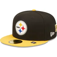 Men's New Era Black Pittsburgh Steelers Super Bowl Patch 59FIFTY Fitted Hat