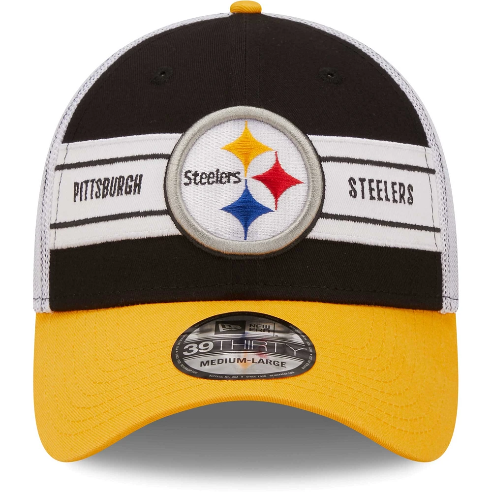 Men's New Era Black/Gold Pittsburgh Steelers Team Banded 39THIRTY - Flex Hat