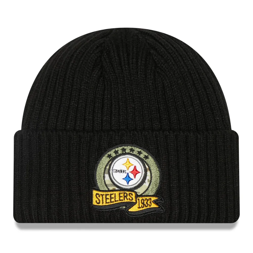 Men's New Era Black Pittsburgh Steelers 2022 Salute To Service Knit Hat 