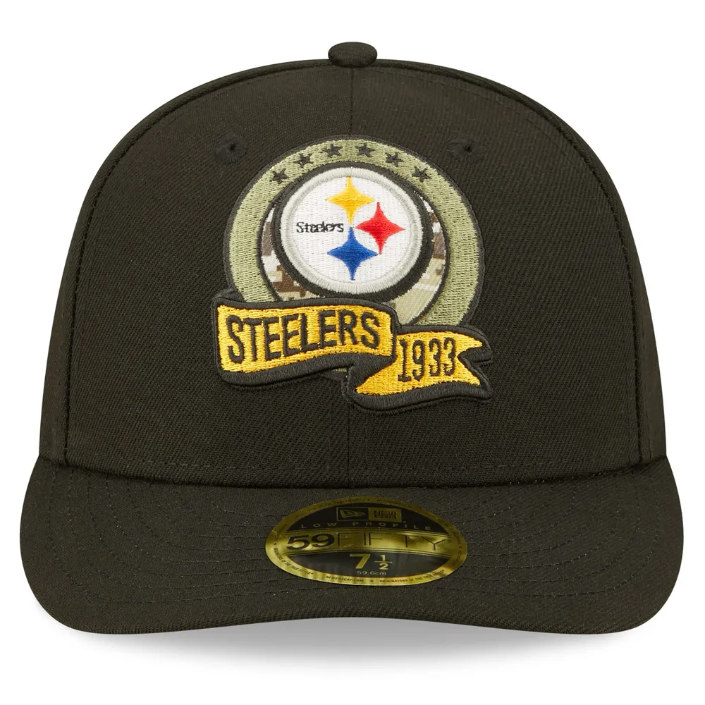 Pittsburgh Steelers Hat Cap Fitted Mens 7 1/8 Black New Era NFL Football Men