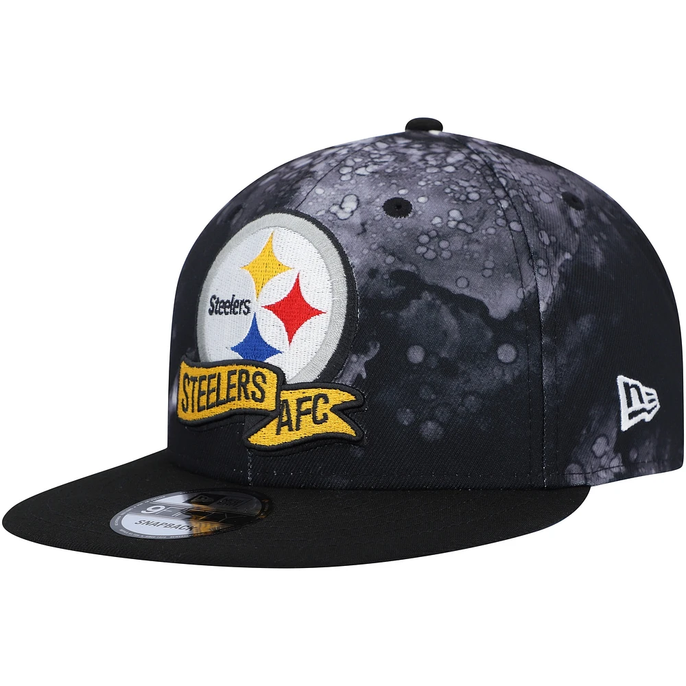 Men's New Era Black Pittsburgh Steelers 2022 Sideline - 9FIFTY Ink Dye Snapback Hat
