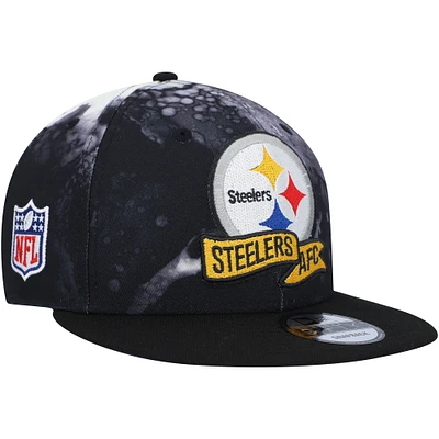 Men's New Era Black Pittsburgh Steelers 2022 Sideline - 9FIFTY Ink Dye Snapback Hat