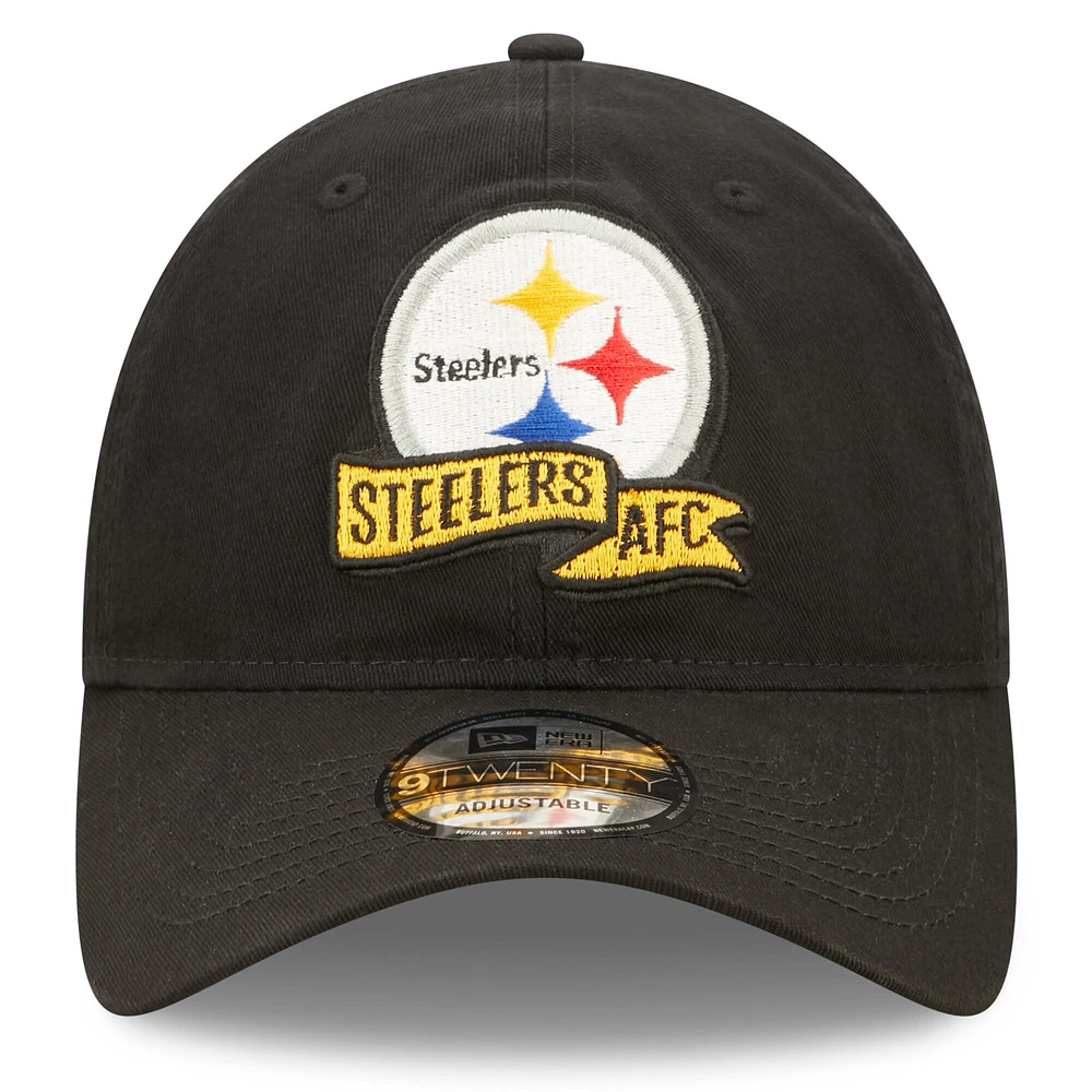 Ligne de touche 2022 Pittsburgh Steelers New Era pour homme - Noir - Casquette réglable couleur équipe 9TWENTY