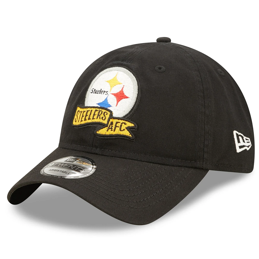 Ligne de touche 2022 Pittsburgh Steelers New Era pour homme - Noir - Casquette réglable couleur équipe 9TWENTY